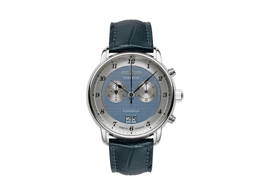 Zeppelin Friedrichshafen Quartz Watch, Blue, 40 mm, Chronograph, 8584-3