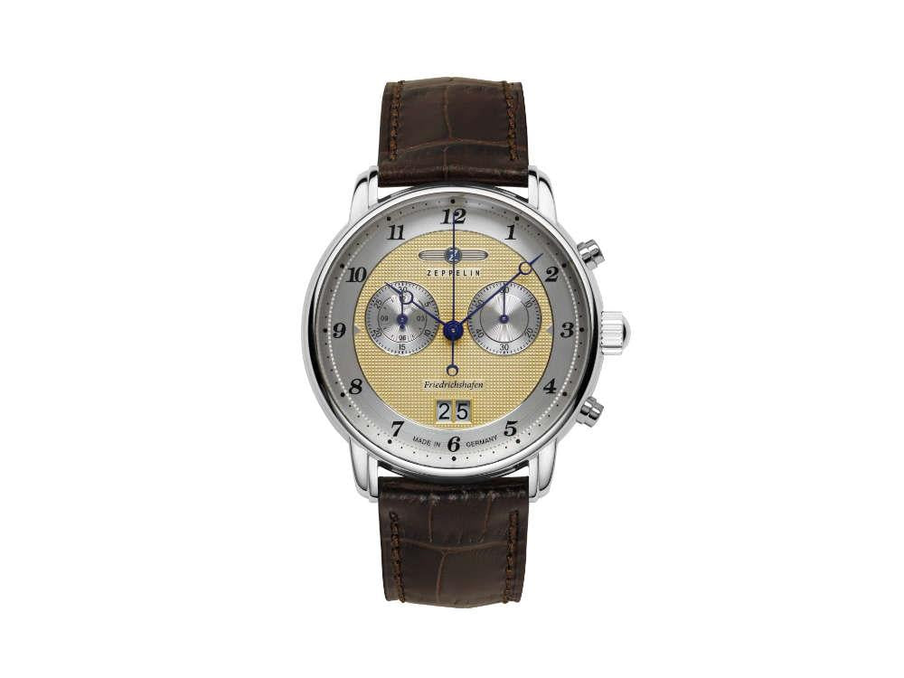 Zeppelin Friedrichshafen Quartz Watch, Golden, 40 mm, Chronograph, 8584-5