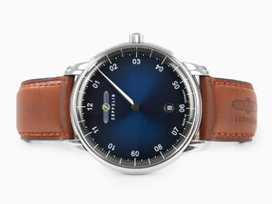 Zeppelin Captain Line Quartz Watch, Blue, 41 mm, Day, Leather strap, 8642-3