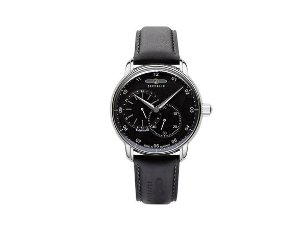 ベリ〜 Zeppelin Captain Line Automatic Watch, Black, 42 mm, Leather strap