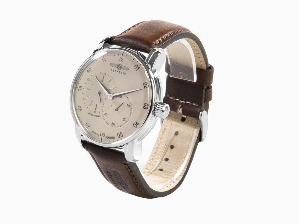 Zeppelin Captain Line Automatic Watch, Beige, 42 mm, Leather strap, 8662-5