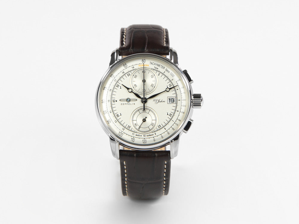 Zeppelin 100 Years Zeppelin Ed. 1 Quartz Watch, White, 42 mm, Day, 8670-1