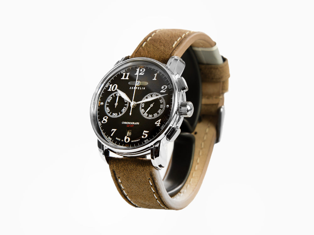 Zeppelin LZ 127 Graf Zeppelin Quartz Watch, Black, 42 mm, Chronograph, 8678-2