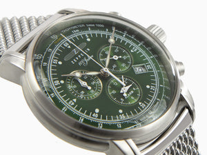 Zeppelin 100 Years Zeppelin Ed. 1 Quartz Watch, Green, 42 mm, Mesh, 8680M-4