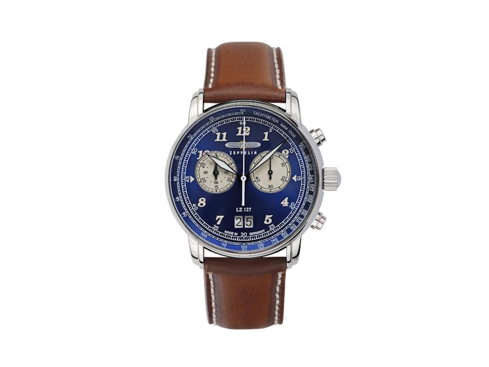 Zeppelin LZ 127 Graf Zeppelin Quartz Watch, Blue, 40 mm, Day, 8684-3