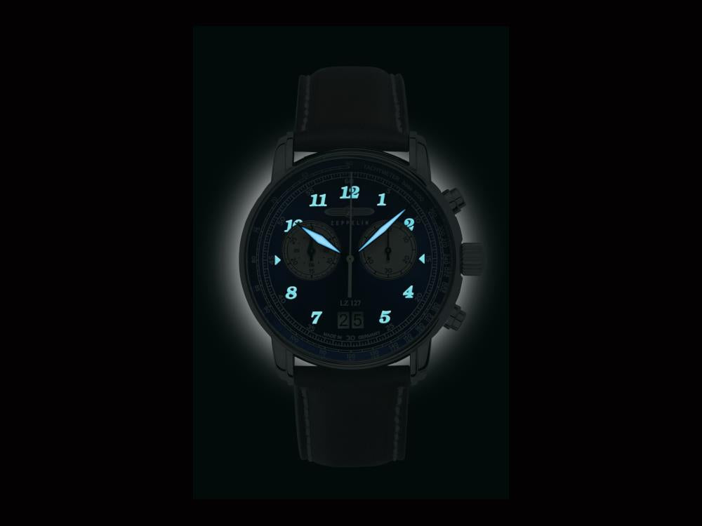 Zeppelin LZ 127 Graf Zeppelin Quartz Watch, Blue, 40 mm, Day, 8684