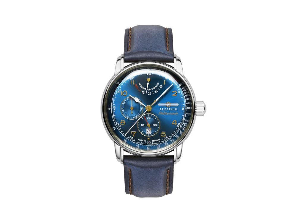 Zeppelin Méditerranée Automatic Watch, Blue, 42 mm, Day, 9690-3