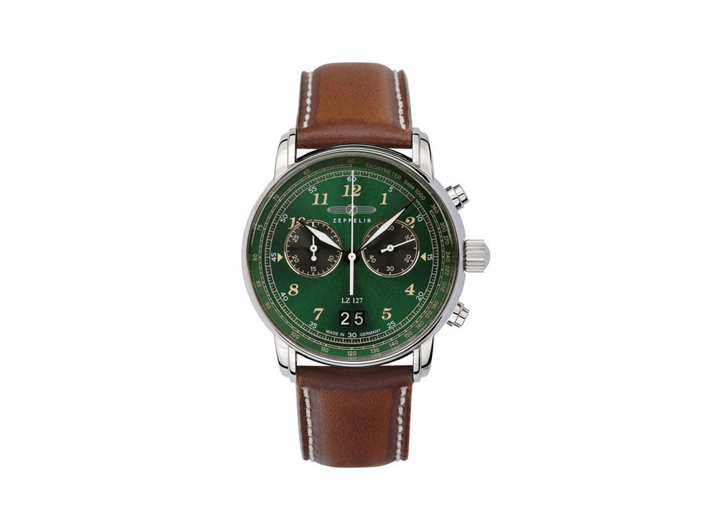 Zeppelin LZ 127 Graf Zeppelin Quartz Watch, Green, 40 mm, Chronograph, - Iguana Sell UK Zeppelin LZ 127 Graf Zeppelin Quartz Watch, Green, 40 mm, Chronograph, - Iguana Sell UK