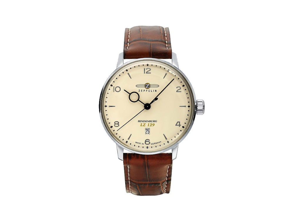 Zeppelin LZ 129 Hindenburg Quartz Watch, Beige, 40 mm, Day, Leather, 8042-5