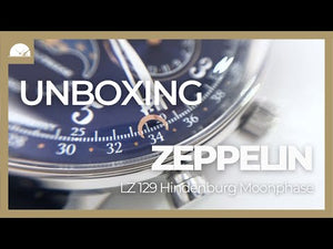 Zeppelin LZ 129 Hindenburg Moonphase Lady Quartz Watch, Blue, 36 mm, 7037-3