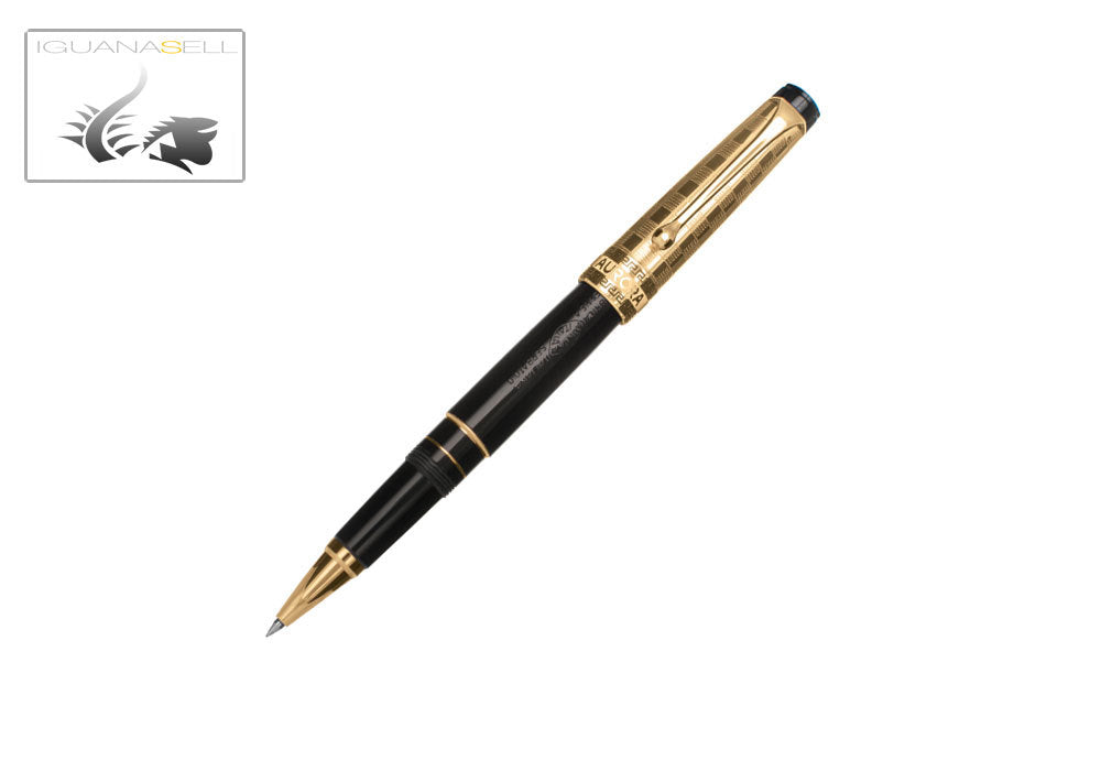 Aurora Optima Déco Rollerball pen, Black Resin, Vermeil trim, G72CDN