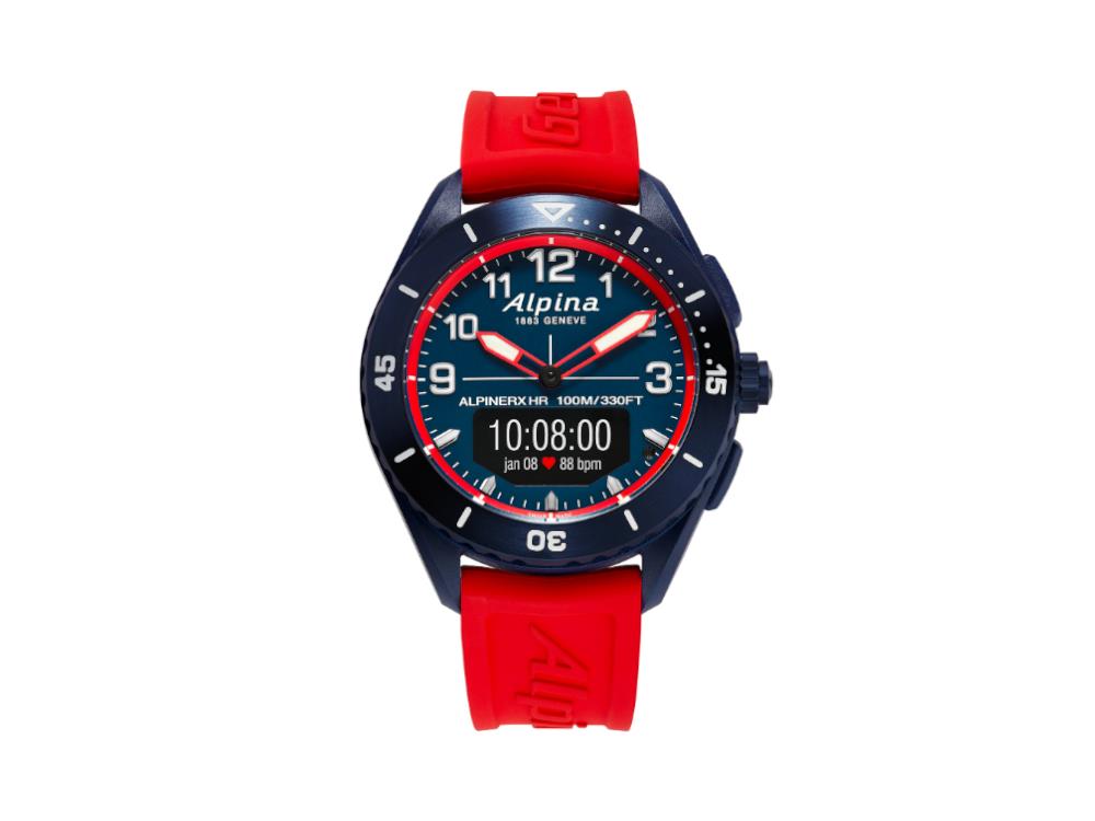 Alpina AlpinerX Alive Smartwatch, Blue, GMT, Alarm, Red, AL-284LNRW5NAQ6