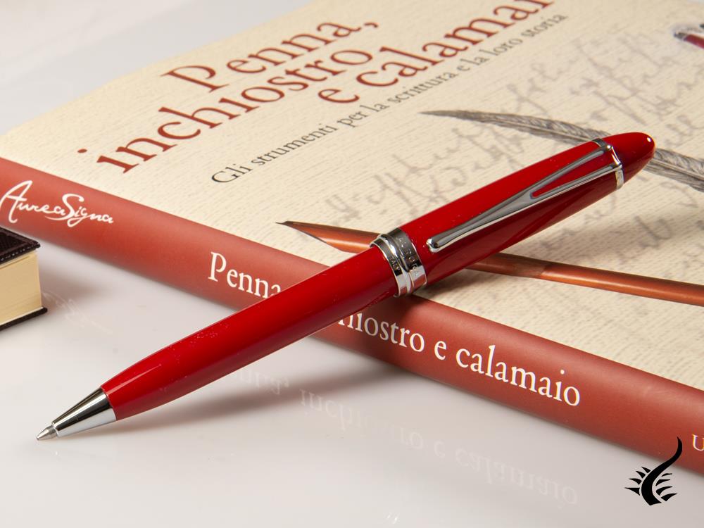 Aurora Ipsilon Ballpoint pen, Red Resin, Chrome trim, B32CR