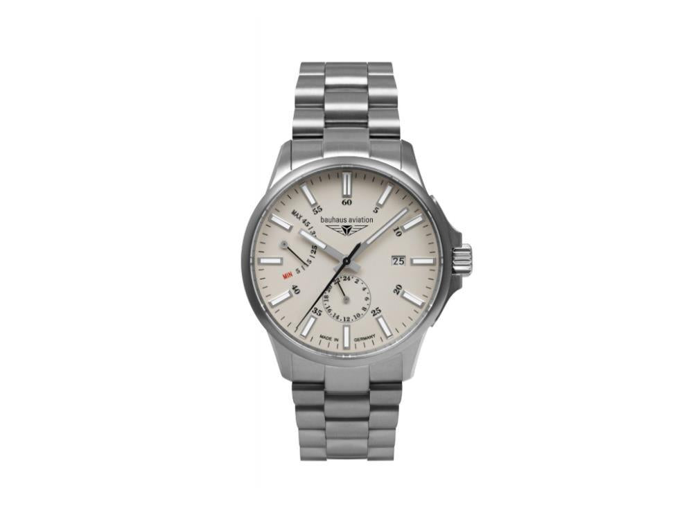 Bauhaus Aviation Automatic Watch, Titanium, Beige, 42 mm, Day, 2860M-5