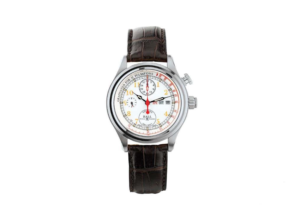 Ball Trainmaster Doctor's Chronograph Watch, White, Crocodile band, Lim.Edition