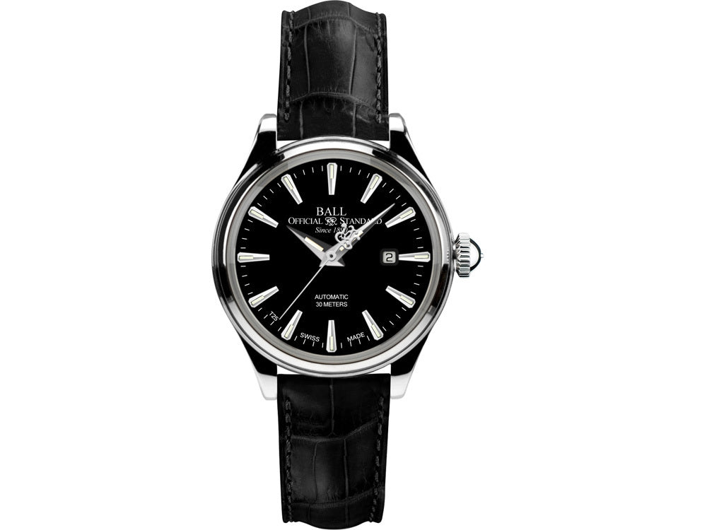 Ball Trainmaster Eternity Ladies Watch, Ball RR1104, Black, Leather band