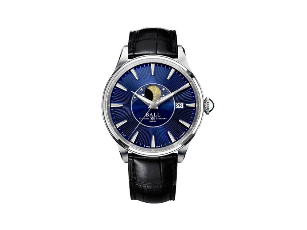 Ball Trainmaster Moon Phase Automatic Watch, Ball RR1801, Blue, NM3082D-LLJ-BE