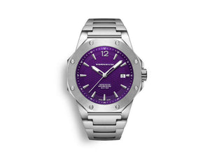 Cornavin Downtown 3-H Quartz Watch, 41 mm, Violet, Steel bracelet, CO2021-2033