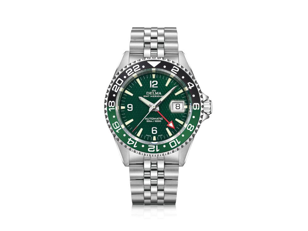 Delma Diver Santiago GMT Meridian Automatic Watch, Green, 43 mm, 41702.756.6.144