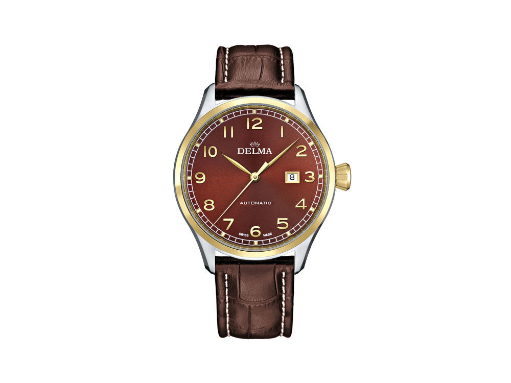 Delma Aero Pioneer Automatic Watch, Brown, 45 mm, Leather strap, 52601.570.6.102