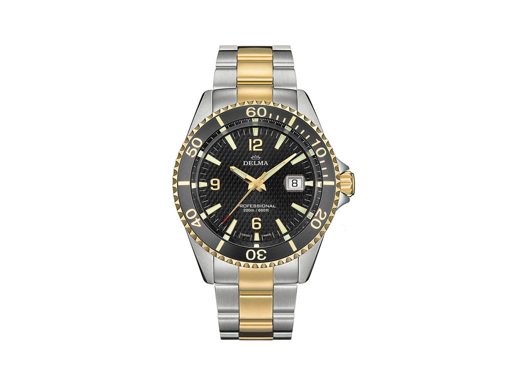 Delma Diver Santiago Quartz Watch, Black, 43 mm, 20 atm, 52701.562.6.034