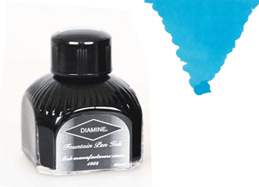 Diamine Ink Bottle, 80ml., Beau Blue, Italyan crystal bottle