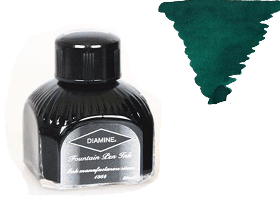 Diamine Ink Bottle, 80ml., Delamere Green, Italyan crystal bottle