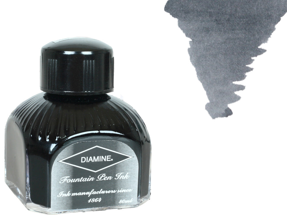 Diamine Ink Bottle, 80ml., Grey, Italyan crystal bottle