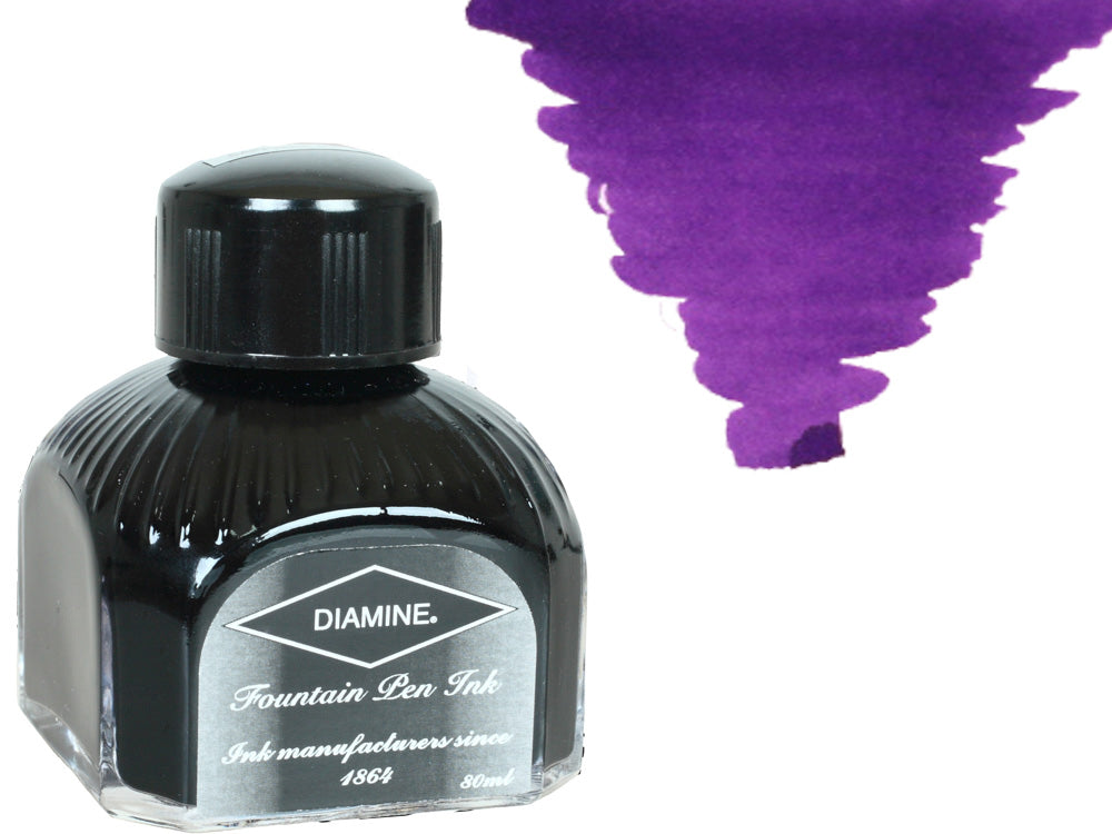 Diamine Ink Bottle, 80ml., Imperial Purple, Italyan crystal bottle