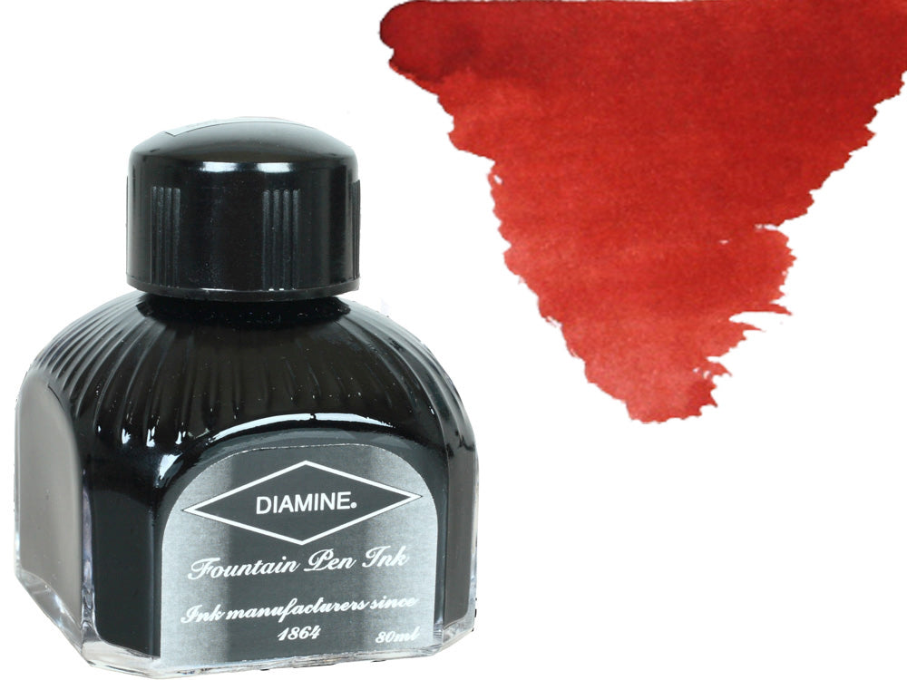 Diamine Ink Bottle, 80ml., Monaco Red, Italyan crystal bottle