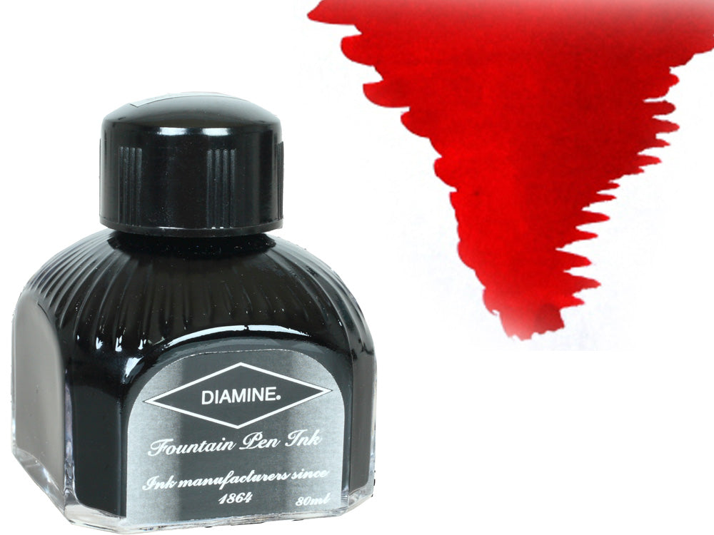 Diamine Ink Bottle, 80ml., Crimson, Italyan crystal bottle