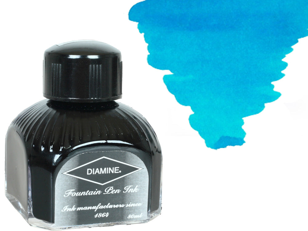 Diamine Ink Bottle, 80ml., Turquoise, Italyan crystal bottle