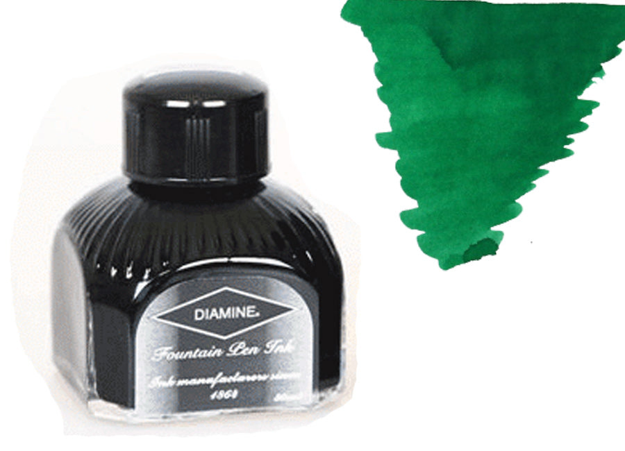 Diamine Ink Bottle, 80ml., Ultra Green, Italyan crystal bottle