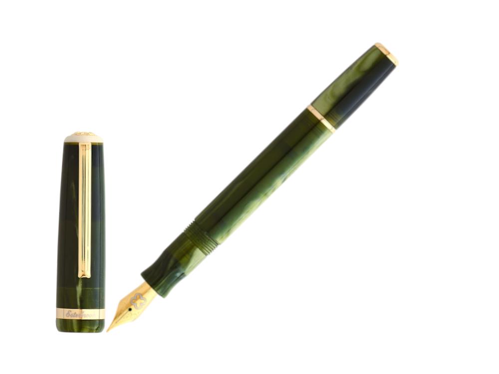 Esterbrook JR Pocket Palm Green Fountain Pen, Green, Gold plated, EJRPG