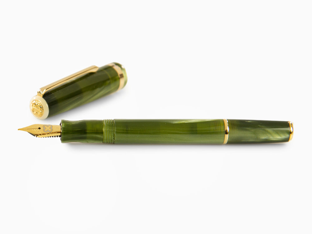 Esterbrook JR Pocket Palm Green Fountain Pen, Green, Gold plated, EJRPG