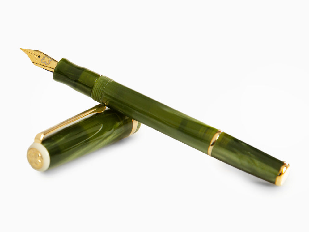 Esterbrook JR Pocket Palm Green Fountain Pen, Green, Gold plated, EJRPG