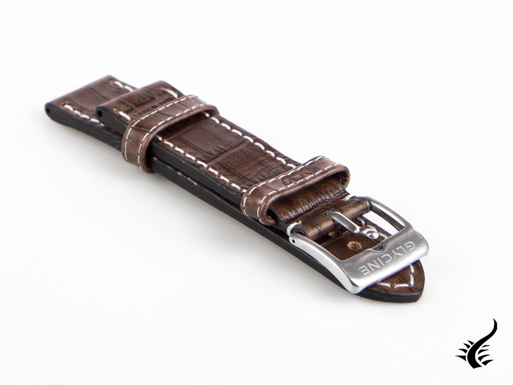 Glycine, Leather strap, 22mm, Marsala, LBK7BF-22