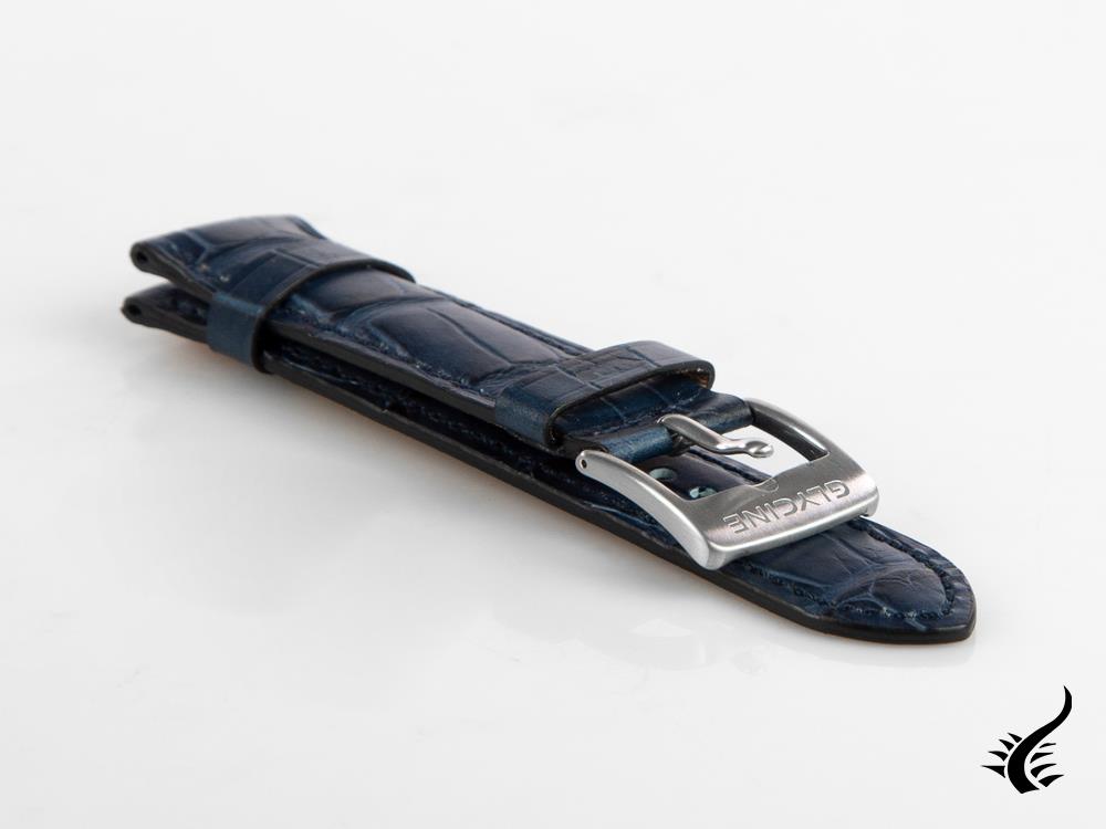 Glycine, Leather strap, 24mm, Blue, LBK8-24