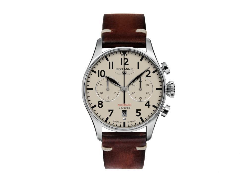 Iron Annie Flight Control Automatic Watch, Beige, 42 mm, Leather strap, 5122-3