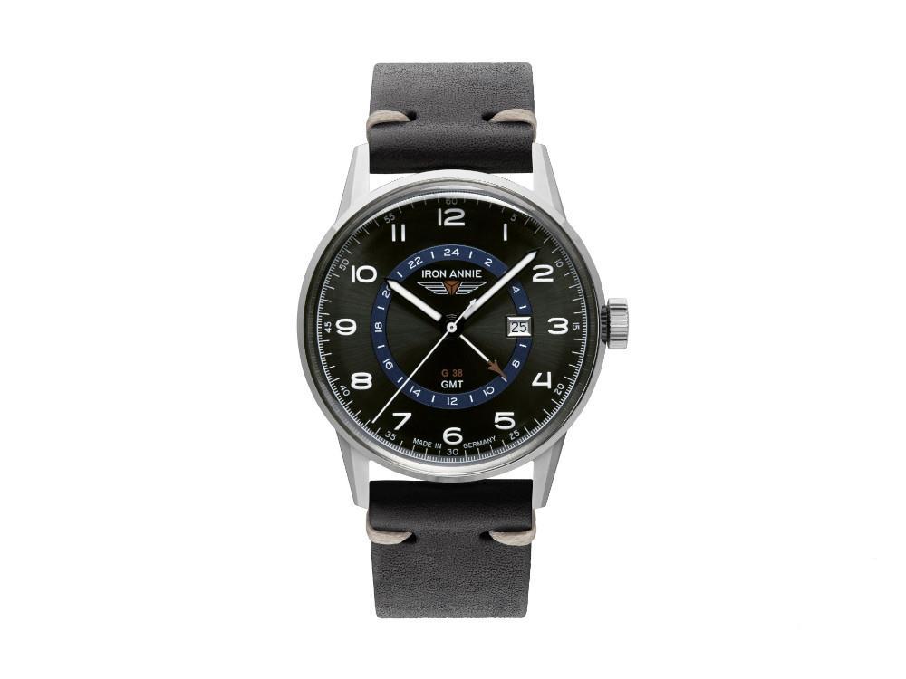 Iron Annie G38 GMT Quartz Watch, Black, 42 mm, GMT, Day, 5342-3