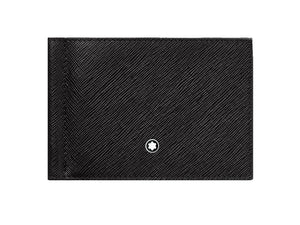 Montblanc Sartorial Wallet, Leather, Black, 6 Cards, Money Clip, 130316