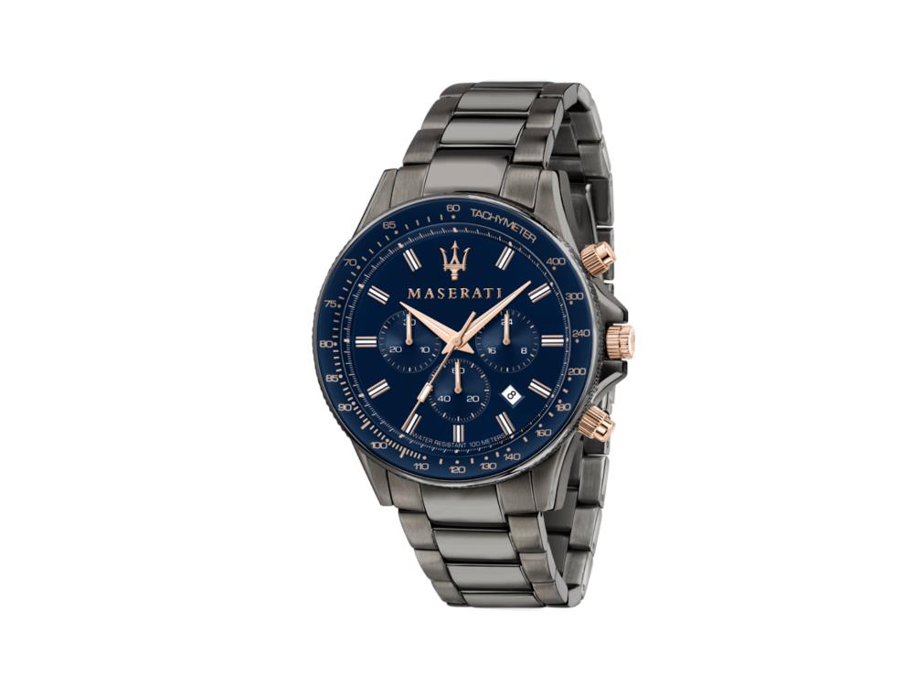Maserati Sfida Quartz Watch, PVD Gun Metal, Blue, 44 mm, R8873640001