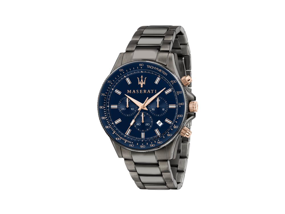 Maserati Sfida Quartz Watch, PVD Gun Metal, Blue, 45 mm, R8873640001