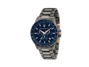 Maserati Sfida Quartz Watch, PVD Gun Metal, Blue, 45 mm 