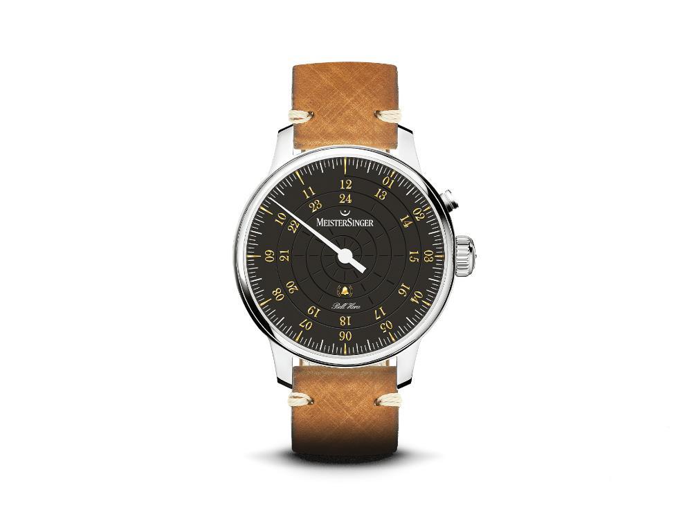 Meistersinger Bell Hora Automatic Watch, SW 200, Black, 43 mm, BH902G-SVSL03