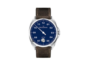 Meistersinger Metris Blue Automatic Watch, 38mm, Leather strap, ME908-SV02