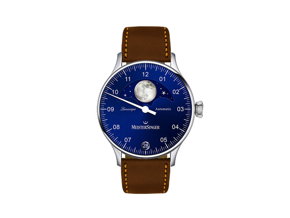 Meistersinger Lunascope Blue Automatic Watch, 40 mm, Day, LS908-SCF02