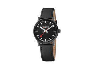 Mondaine SBB Evo2 Quartz Watch, PVD, Black, 35 mm, Leather strap, MSE.35121.LB