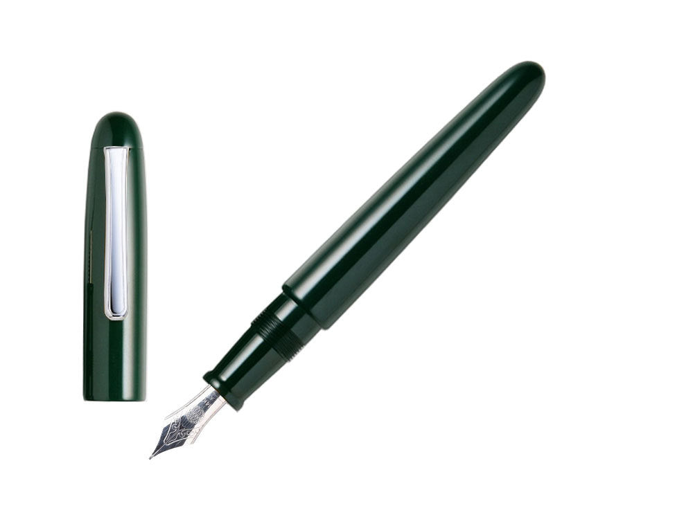 Nakaya Writer Portable Fountain Pen Midori, Ebonite, Rhodium plated