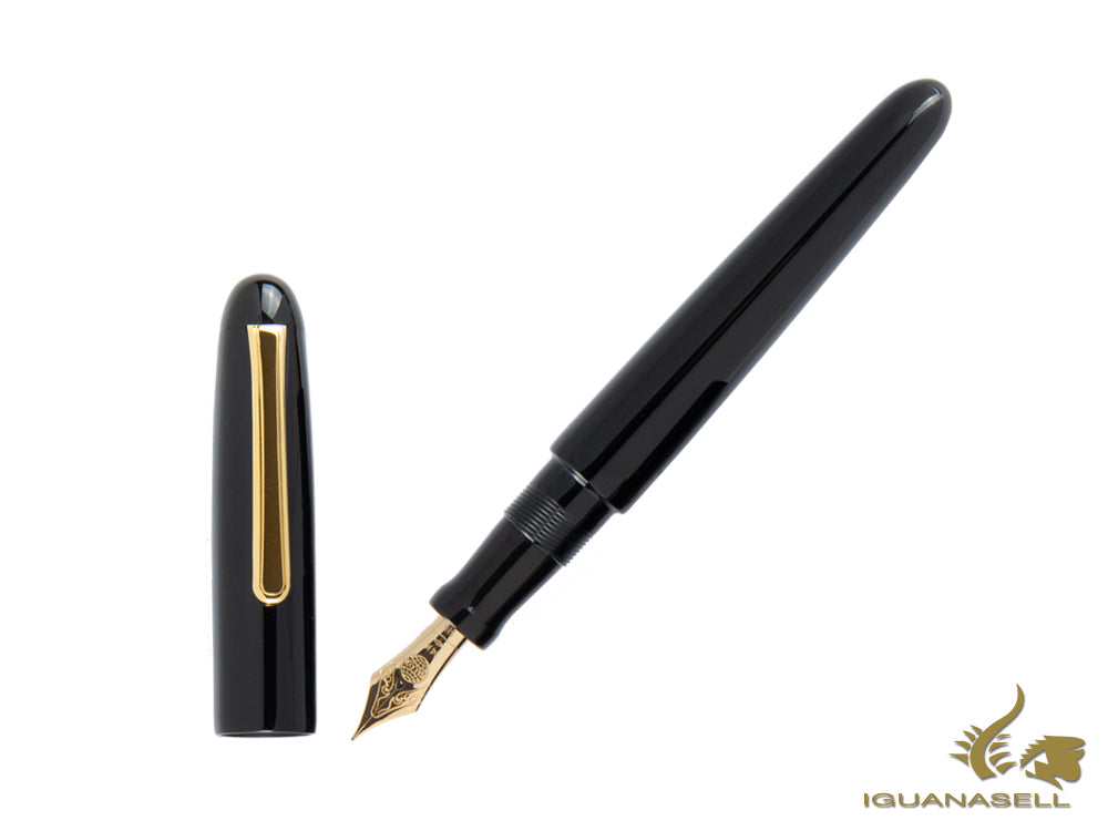 Nakaya Writer Black Portable Fountain Pen, Ebonite and Urushi lacquer